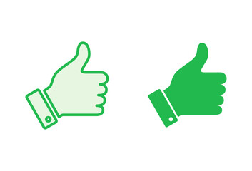 Thumbs up icon set. Hand like. Like icon vector.