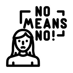 no means no feminism woman line icon vector. no means no feminism woman sign. isolated contour symbol black illustration