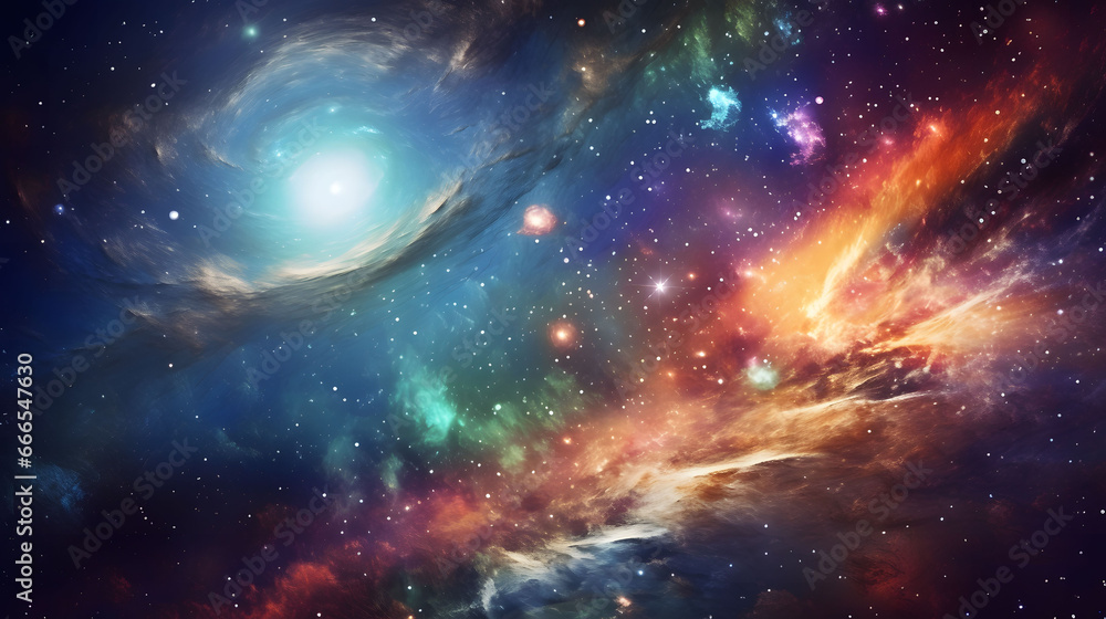 Wall mural stars of a planet and galaxy in a free space. planets and galaxy, science fiction wallpaper. beauty 