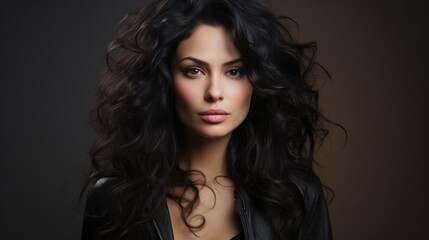 Naklejka premium A beautiful woman whose hair looks extremely well-groomed