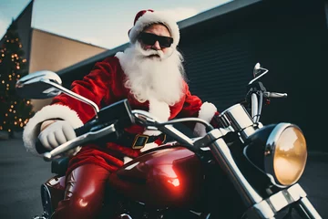Poster Santa Claus on a motorcycle © Art Gallery