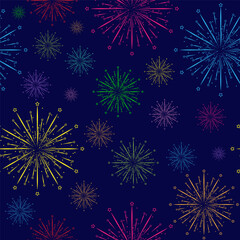 Colored fireworks. Seamless background with colorful fireworks for banners, posters, postcards, textures and textiles