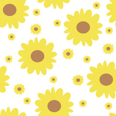 Seamless pattern with cute cartoon flowers for fabric print, textile, gift wrapping paper. colorful vector for kids, flat style