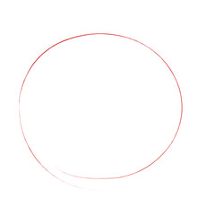 red circle pen drawing. Highlight hand drawn circle isolated on white background. Handwritten red circle. For markers, pencils, logos and text checks. Vector illustration
