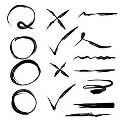 check mark, brush line and circle rectangle marker for highlight and emphasis some text