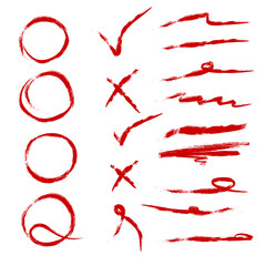 check mark, brush line and circle rectangle marker for highlight and emphasis some text