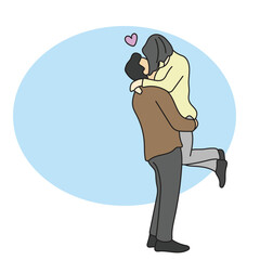full length of two people kissing illustration vector hand drawn isolated on white background