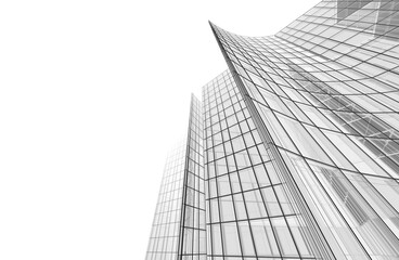 Modern building architectural drawing 3d illustration