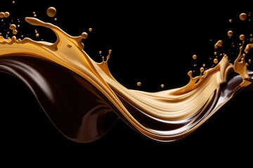 Splash of a spilling wave of coffee with milk