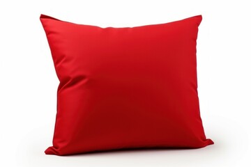 Red bright pillow isolated on white studio shot. Sleep rest textile hotel. Generate Ai