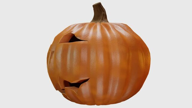 Halloween Pumpkin rotating on an isolated background.
