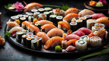 Sushi on dark background
