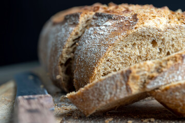Dark wheat loaf of bread