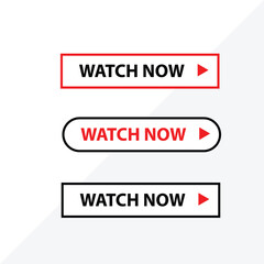 Watch now buttons. Play video button set. Watch video now button for web site. UI element. Vector illustration eps editable 