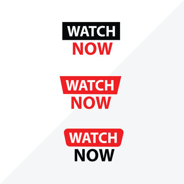 Watch now buttons. Play video button set. Watch video now button for web site. UI element. Vector illustration eps editable 