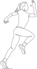 Obraz na płótnie Canvas continuous line illustration of Young Girl Doing Exercise Fitness Woman Sport