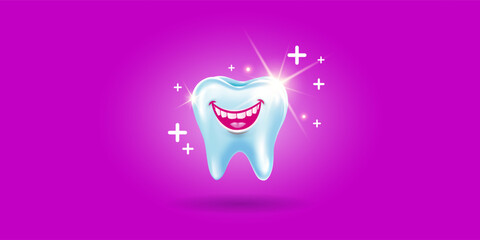Concept design of happy teeth, dental, Oral health care Poster design. Fresh, healthy, strong, smiling, mouth Vector illustration.