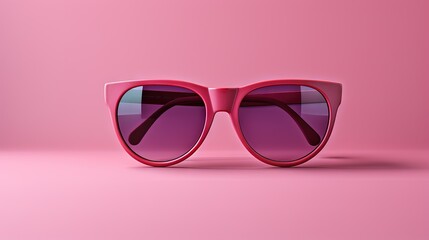  a pair of pink sunglasses on a pink background with a pink background.  generative ai