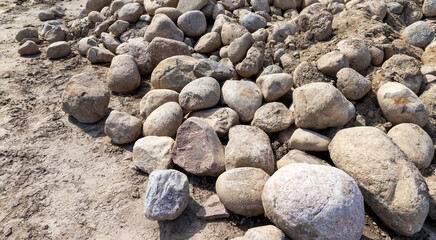 large stones on the construction site used for construction