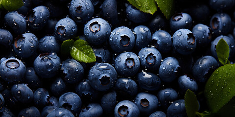 Fresh blueberries banner. Blueberry background. Close-up food photography - obrazy, fototapety, plakaty