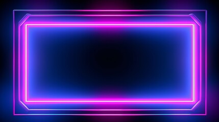 Neon Square Frame Background with Vibrant Yellow and Blue Glow, Futuristic Design, Copy Space