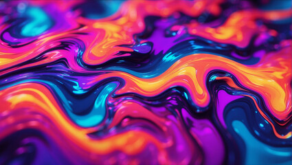 Abstract Background Holographic Neon Fluid flow gradient. Acrylic color background