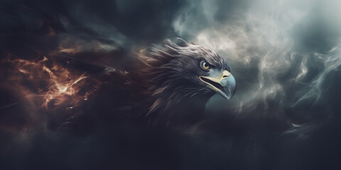 Obraz premium Eagle coming out of the smoke 