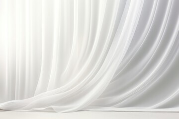 Blowing White Sheer Curtain In Front Of Striped Wallpaper