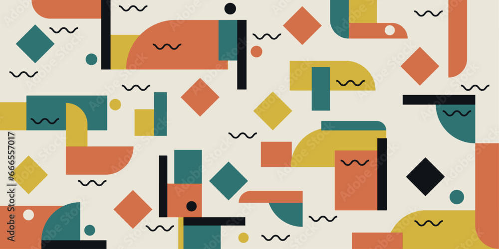 Poster Abstract background inspired by geometric avant-garde. Vector seamless pattern of art geometry.
