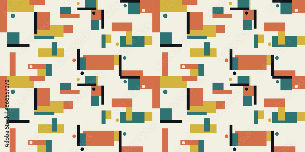 Fototapete Geometric and abstract pattern of rectangles, circles. Art pattern of geometry and abstraction.