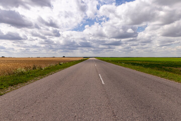 narrow paved road in summer, paved road