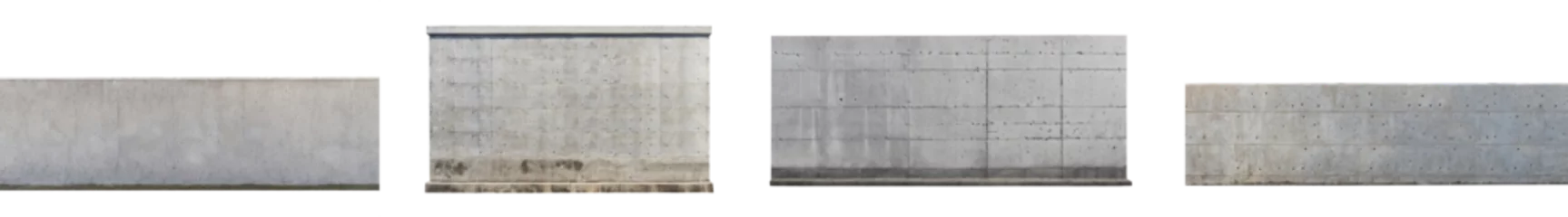 Muurstickers Set of concrete cement walls, building barriers or borders, isolated on a transparent background. PNG, cutout, or clipping path. © Transparent png