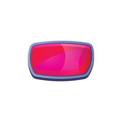 Pink rectangular game button, vector illustration isolated on white