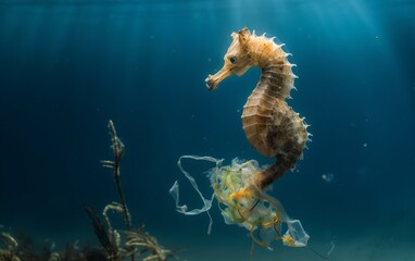 seahorse swims in the ocean