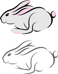 linear drawing of a hare