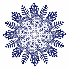 Digital illustration of blue snowflake Winter design Digital illustration for various designs, cards and backgrounds, birthdays and holidays, textile production, printing on packaging, wrapping paper