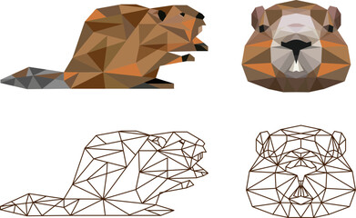 geometric beaver made of triangles © Kate