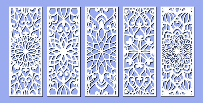 Laser cut panel, geometric islamic pattern. CNC cutting, wall art, home interior decor, room privacy screen. Paper art, card background. Arabic ornament. Vector illustration