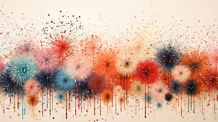 a painting of fireworks and sprinkles on a white background.  generative ai - obrazy, fototapety, plakaty