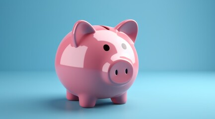 Piggy Bank Isolated on Blue Background for Personal Finance