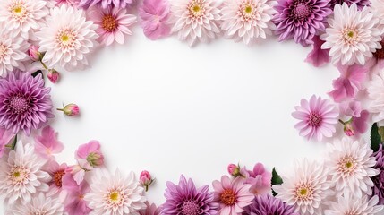 Fototapeta na wymiar a white background with pink and white flowers on it's sides. generative ai