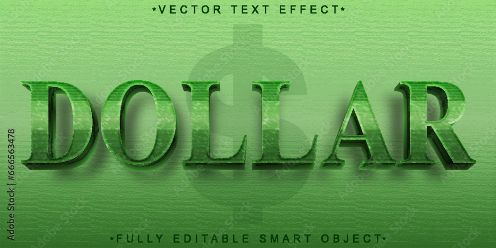 Poster green usa dollar vector fully editable smart object text effect