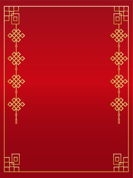 中国の吉祥模様とランタンの真っ赤な光沢のあるかっこいいフレーム縦