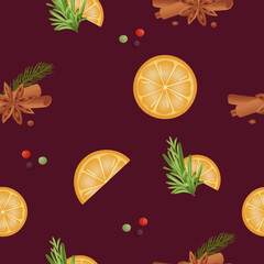 Seamless pattern Christmas mulled wine