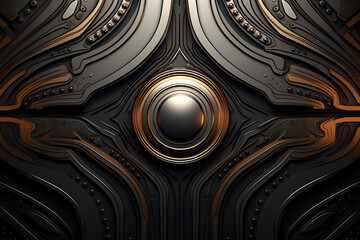 An elegant metallic background with line and circle patterns