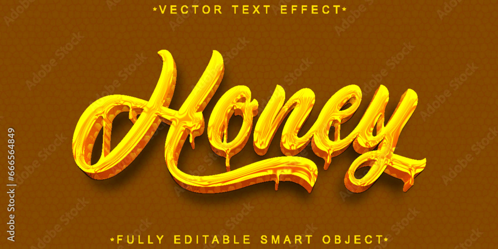 Poster fluid honey vector fully editable smart object text effect