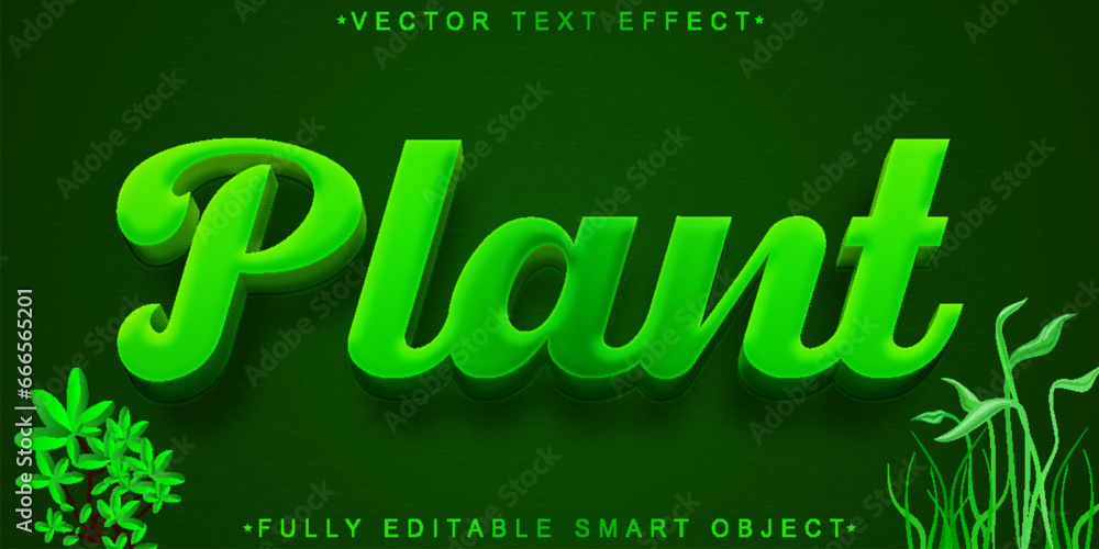 Poster green plant vector fully editable smart object text effect