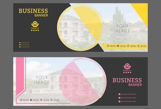 Business banner. A set of colored horizontal templates with space for a photo, illustration or corporate image. Layout of a modern catalog cover, brochure, project or creative idea