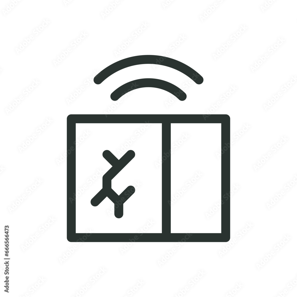 Poster glass break detector isolated icon, glass break sensor vector icon with editable stroke