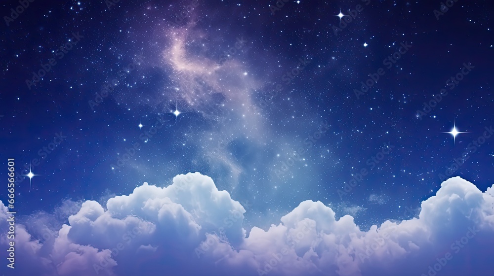 Wall mural Space of night sky with cloud and stars